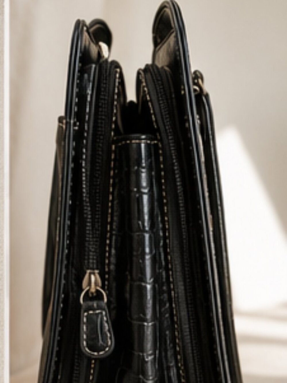 Vintage Liz Claiborne Faux Croc Executive Tote Bag ~ Detachable Glasses Case - Picture 6 of 7